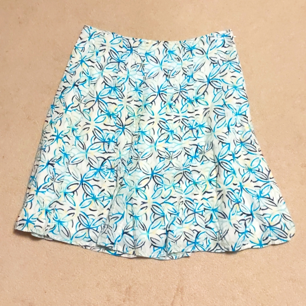 Christopher & Banks White & Blue Skirt